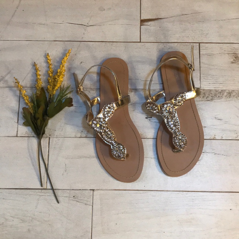 David’s Bridal Gold Jeweled Sandal